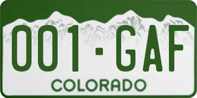 CO license plate 001GAF