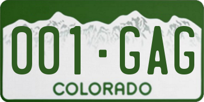 CO license plate 001GAG