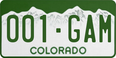 CO license plate 001GAM