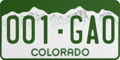 CO license plate 001GAO