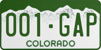 CO license plate 001GAP