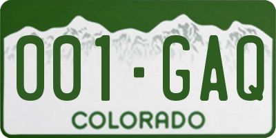 CO license plate 001GAQ