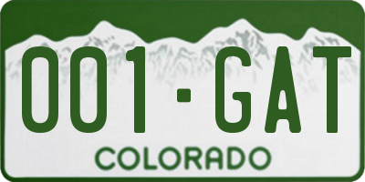 CO license plate 001GAT