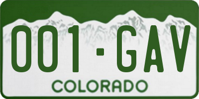 CO license plate 001GAV