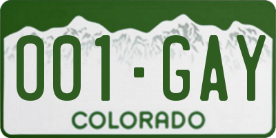 CO license plate 001GAY