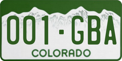 CO license plate 001GBA