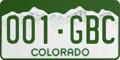 CO license plate 001GBC