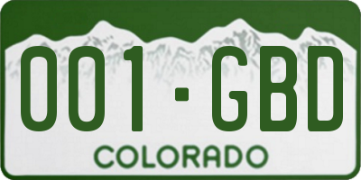 CO license plate 001GBD