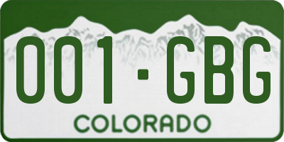 CO license plate 001GBG