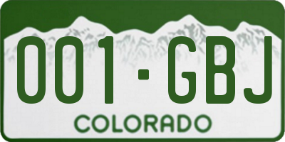 CO license plate 001GBJ