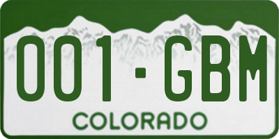 CO license plate 001GBM