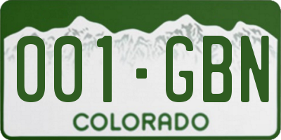 CO license plate 001GBN