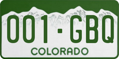 CO license plate 001GBQ