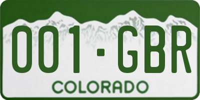 CO license plate 001GBR