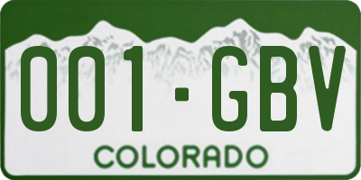 CO license plate 001GBV