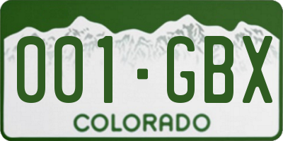 CO license plate 001GBX