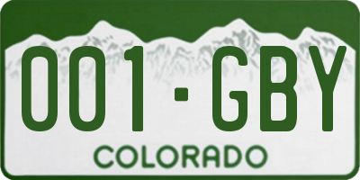 CO license plate 001GBY