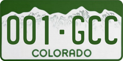 CO license plate 001GCC