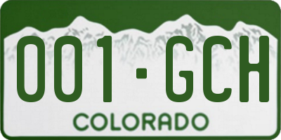 CO license plate 001GCH