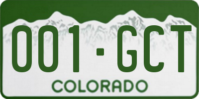 CO license plate 001GCT