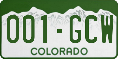 CO license plate 001GCW