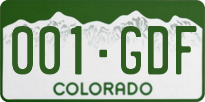 CO license plate 001GDF