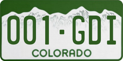 CO license plate 001GDI