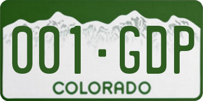 CO license plate 001GDP