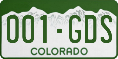 CO license plate 001GDS
