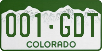 CO license plate 001GDT