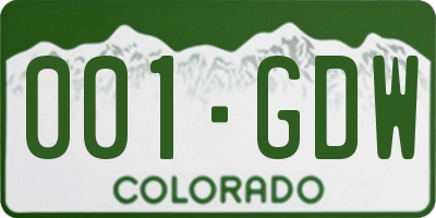 CO license plate 001GDW