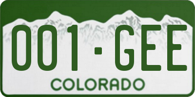 CO license plate 001GEE