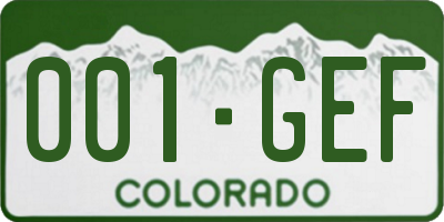 CO license plate 001GEF