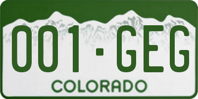 CO license plate 001GEG