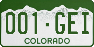 CO license plate 001GEI