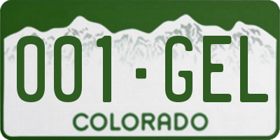 CO license plate 001GEL