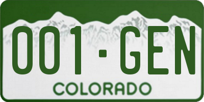 CO license plate 001GEN