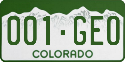 CO license plate 001GEO