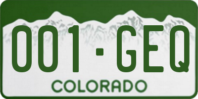 CO license plate 001GEQ