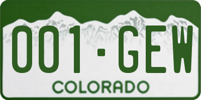 CO license plate 001GEW