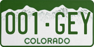 CO license plate 001GEY