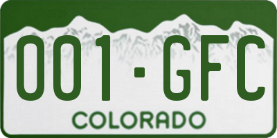 CO license plate 001GFC