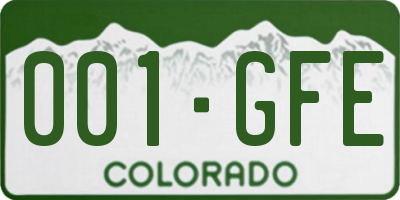 CO license plate 001GFE