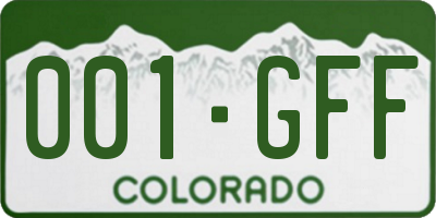 CO license plate 001GFF