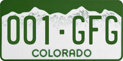 CO license plate 001GFG