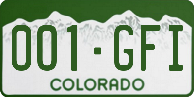 CO license plate 001GFI