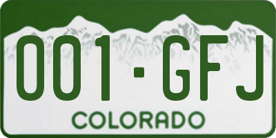 CO license plate 001GFJ