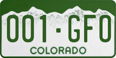 CO license plate 001GFO