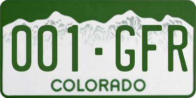 CO license plate 001GFR