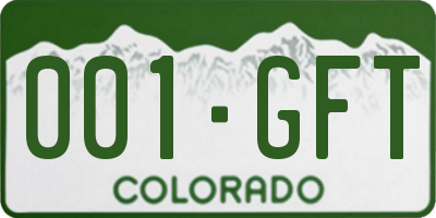 CO license plate 001GFT